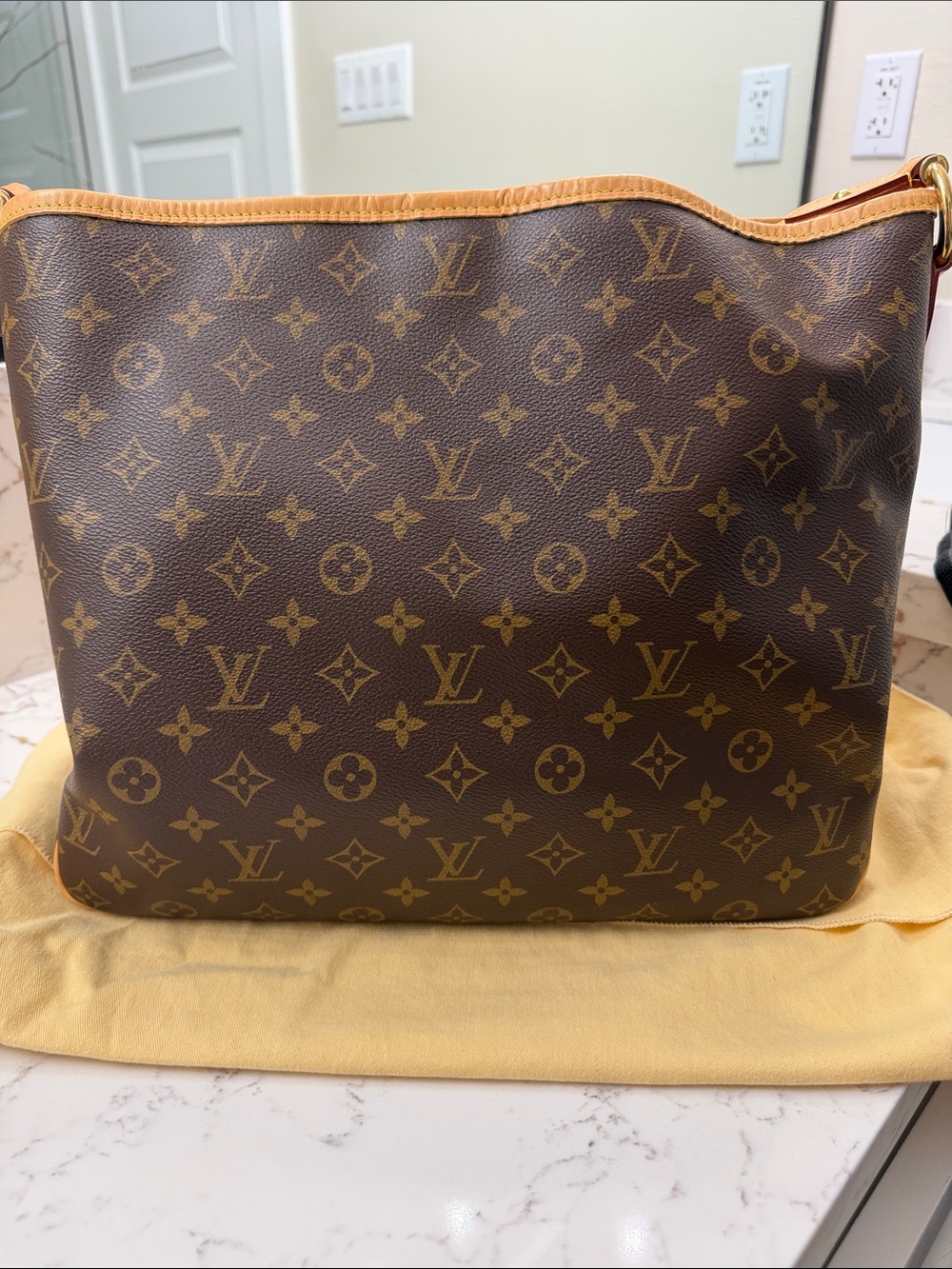Louis Vuitton Monogram Canvas Shoulder Bag in Brown and Tan